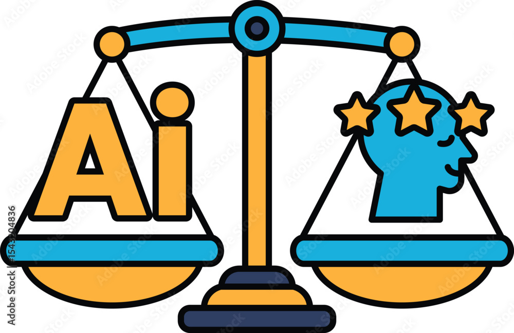 Poster a scale with a head on one side and the letters ai on the other