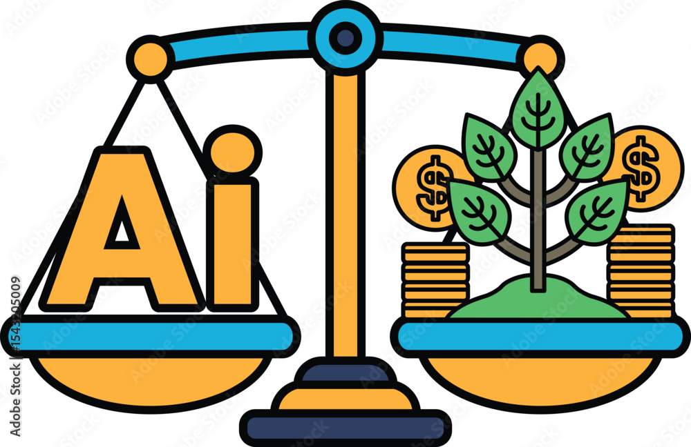 Poster a scale with a tree on the right and the letters ai on the left