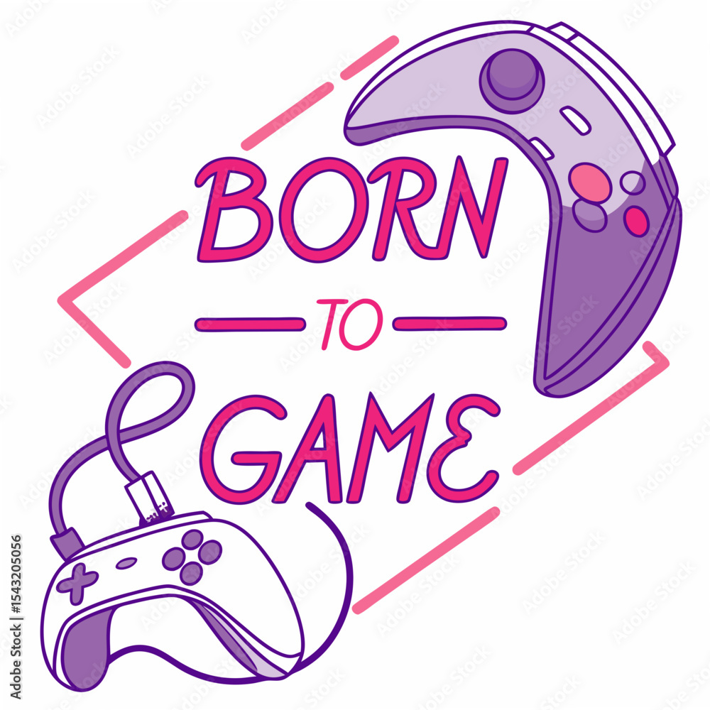 Poster born to game retro gaming controllers design element