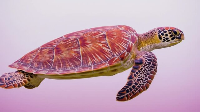Oceanic Turtle: An exquisite underwater shot captures the elegant glide of a sea turtle, showcasing its intricate shell patterns and streamlined form against a mesmerizing backdrop.