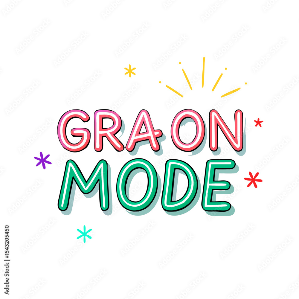 Poster Graon mode colorful text design element transparent background