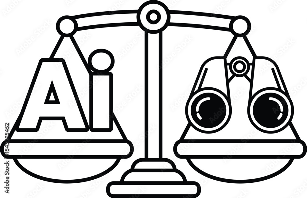 Poster a scale with a pair of binoculars on it