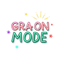 Graon mode colorful text design element transparent background