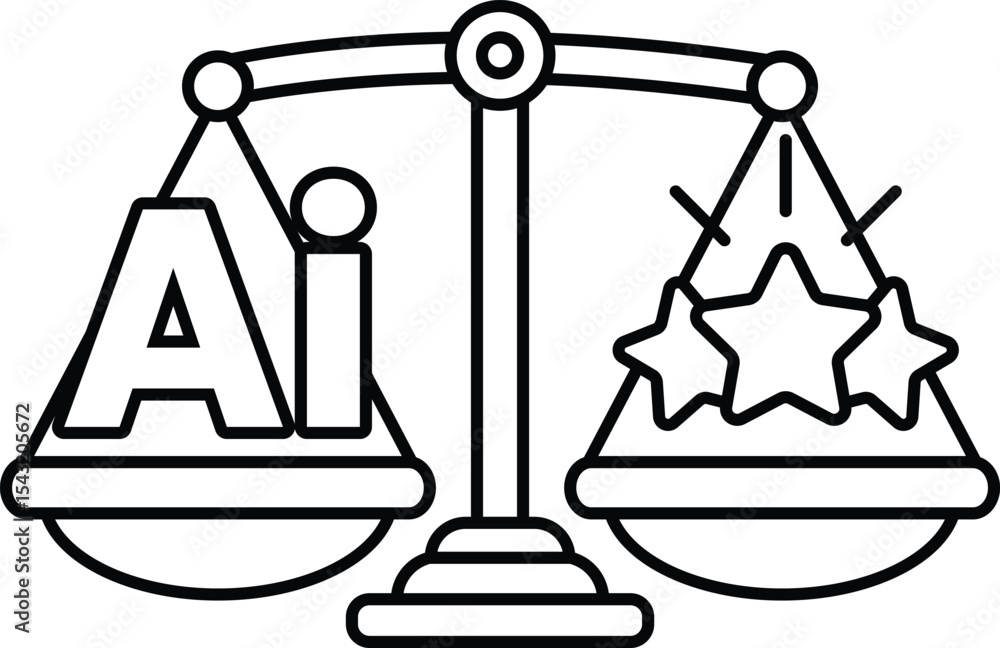 Poster a scale with the letters ai on one side and stars on the other