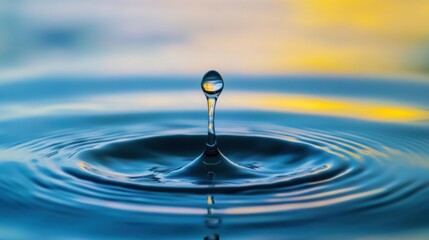 A single drop of water rippling across a vast lake, symbolizing the far-reaching impact of small eco-friendly actions