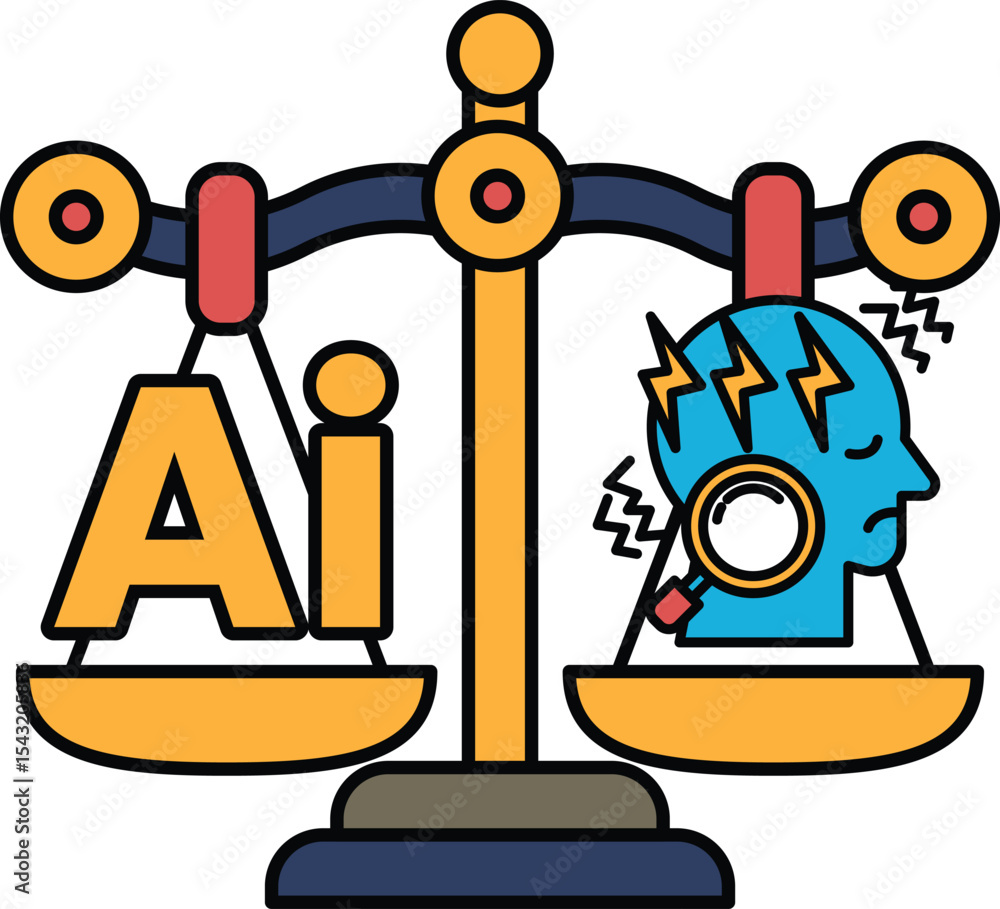 Poster a scale with a head on one side and the letters ai on the other