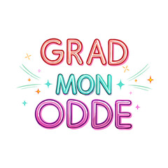 Grad mon odde colorful neon lettering design element