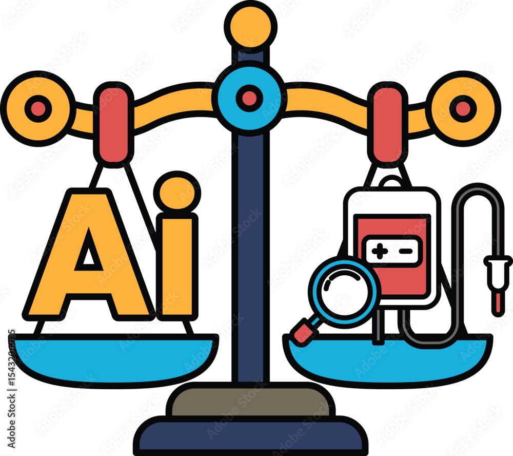 Fototapete a scale with the letters ai on one side and a magnifying glass on the other