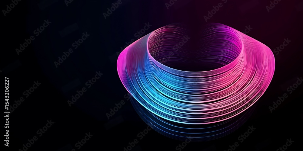 Poster 3d blue pink techno abstract background overlap layer on dark with glowing lines shape decoration. m