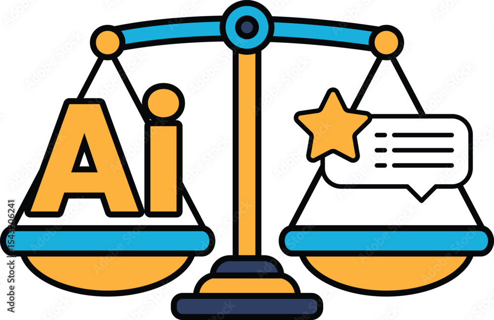 Poster a scale with the letters ai on one side and a star on the other