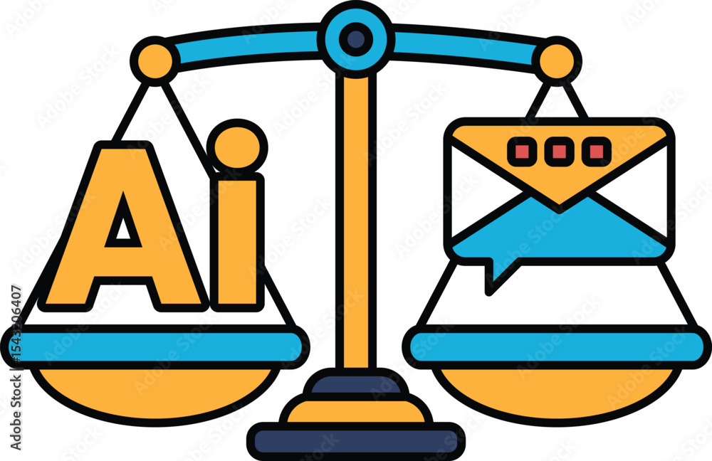 Poster a scale with the letters ai on one side and an envelope on the other