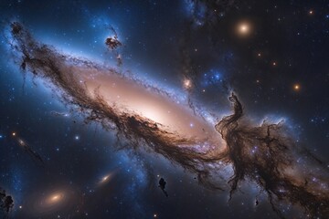 Naklejka premium Radiance of Remote Space Nebulae and Galaxies in the Universe