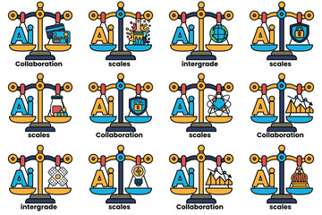 The image is a set of scales with the word AI on them