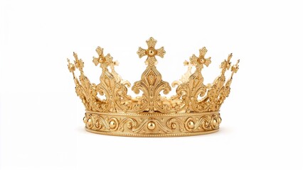 Obraz premium King or queen golden crown over white background, no shadow