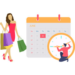 Girl is waiting for the shopping sale Illustration