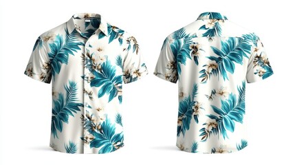 A vibrant and stylish Hawaiian shirt adorned with bright floral patterns represents the spirit of summer, evoking joy, relaxation, and the allure of tropical vacations.