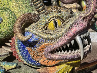 Wat Pariwat Ratchasongkhram Dragon Mosaic Head Sculpture