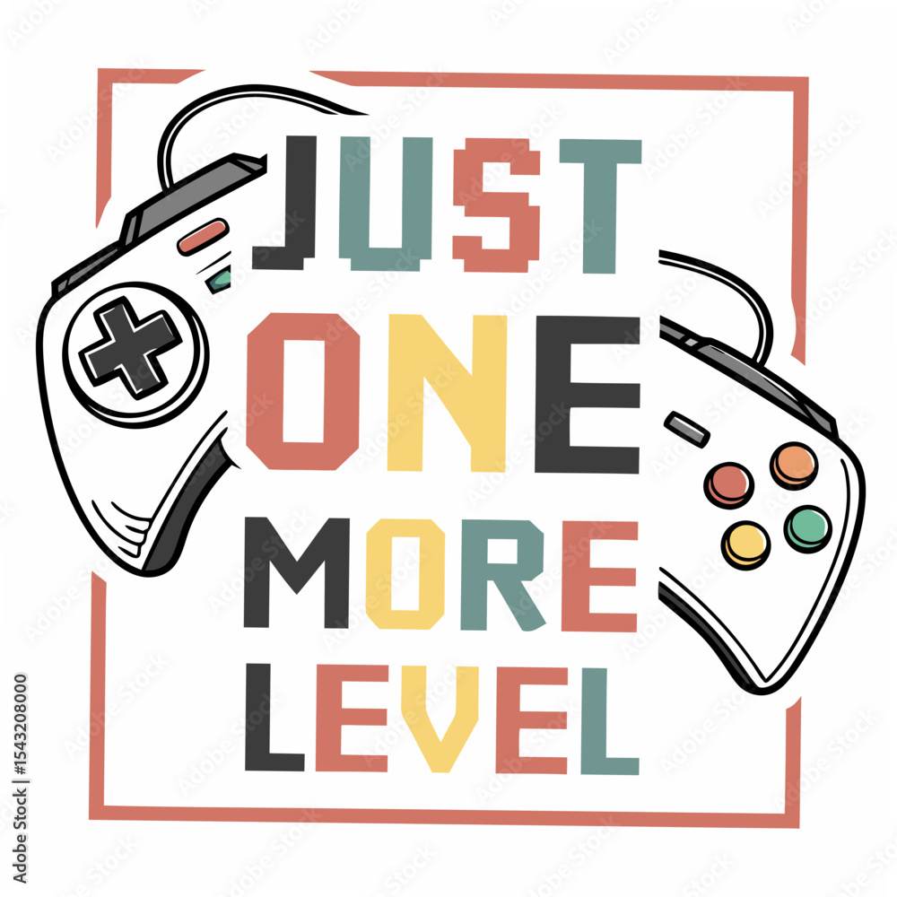 Poster retro game controller graphic just one more level design element
