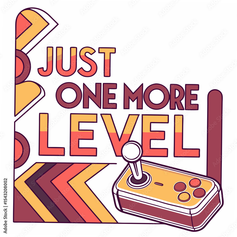 Poster retro gaming joystick design just one more level graphic