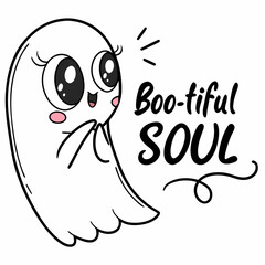 Adorable bootiful soul cute cartoon ghost halloween design