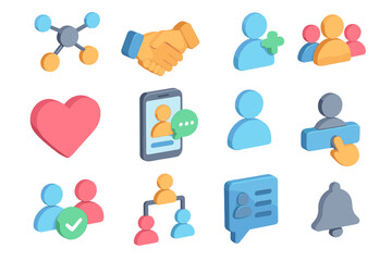 Colorful communication and networking icons on gradient background