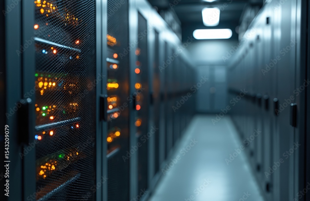 Aufkleber server room with data storage equipment racks. network data center with servers, server room interio