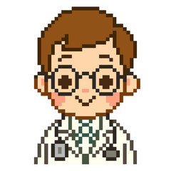 Fototapeta premium Flat Design Pixel Art Doctor Illustration