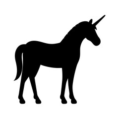 Majestic Unicorn Silhouette Standing Gracefully in a Timeless Black and White Design