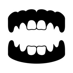 Stylized Black and White Illustration of Upper and Lower Set of Teeth