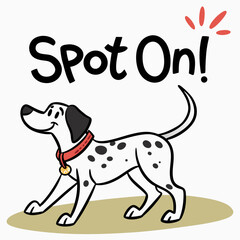 Adorable dalmatian dog spot on cartoon illustration