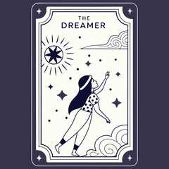 The dreamer tarot card minimalist design illustration