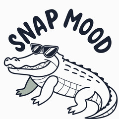 Cool crocodile snap mood sunglasses summer fun illustration
