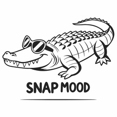 Cool crocodile wearing sunglasses snap mood illustration