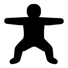 Silhouette of a person stretching arms and legs in exercise pose