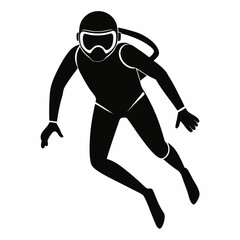 scuba diver silhouette vector black on white background