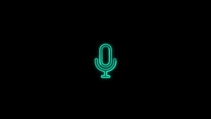 Voice recording podcast mic icon. Glowing neon voice recording podcast microphone icon illustration.