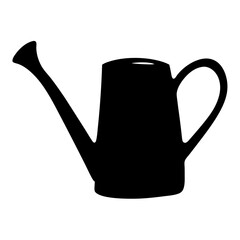 Black silhouette of a classic watering can with handle and spout
