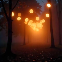 Magical forest bathed in golden light, mysterious and serene atmosphere