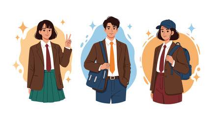 Diverse Group of Students in School Uniforms Ready for a Bright Future