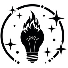 Light Bulb with Leaves and Lightning Bolt Representing Eco Innovation