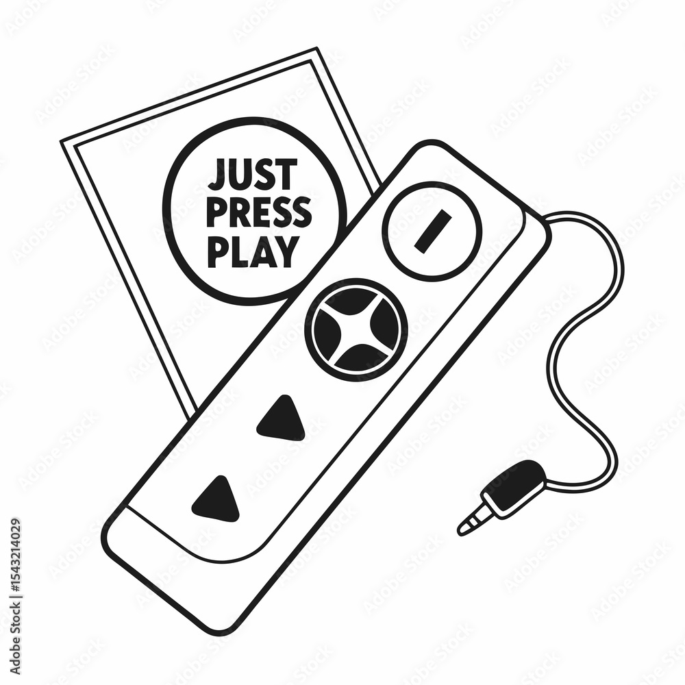 Poster Simple line art media player remote control and instruction manual
