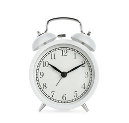 One classic alarm clock isolated on white