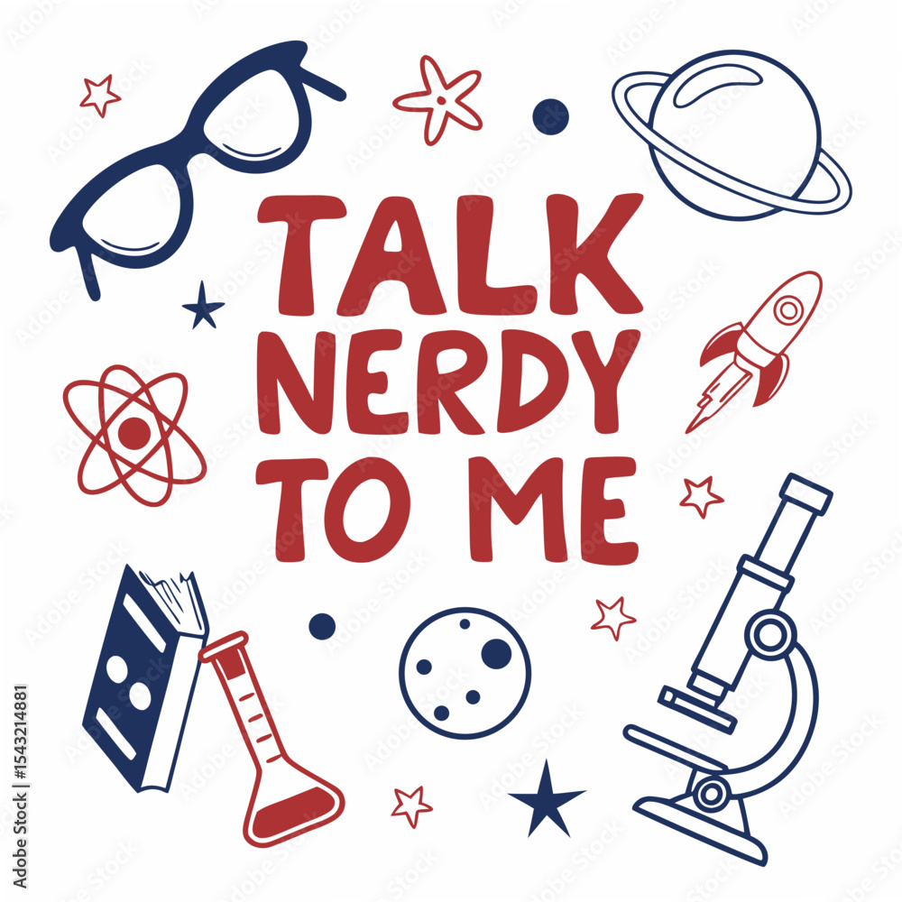 Poster talk nerdy to me science design elements transparent background