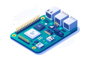 Raspberry Pi Circuit Board Technology Illustration Green Electronics Computer Hardware Microchip Development Innovation