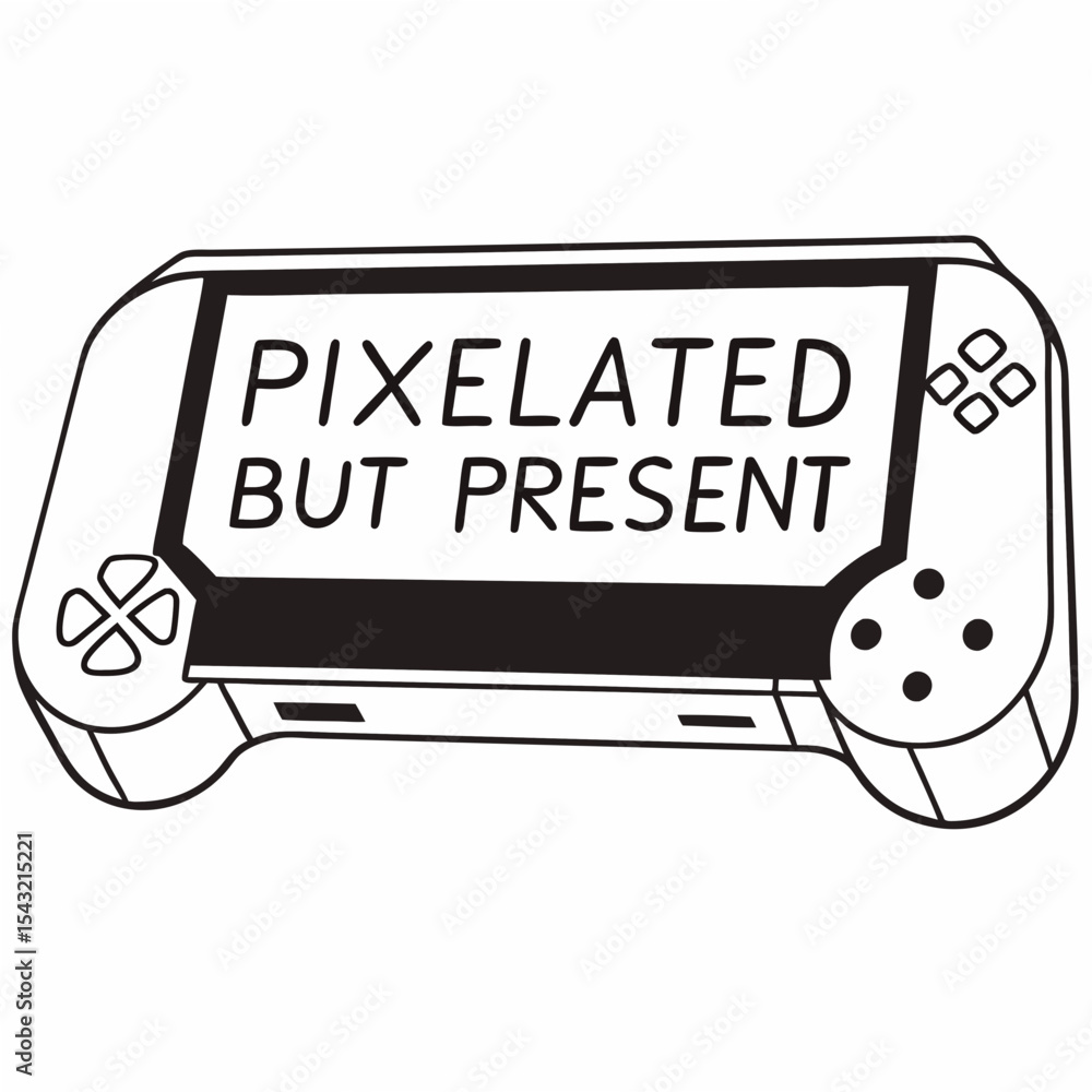 Poster pixelated but present handheld game console graphic design element