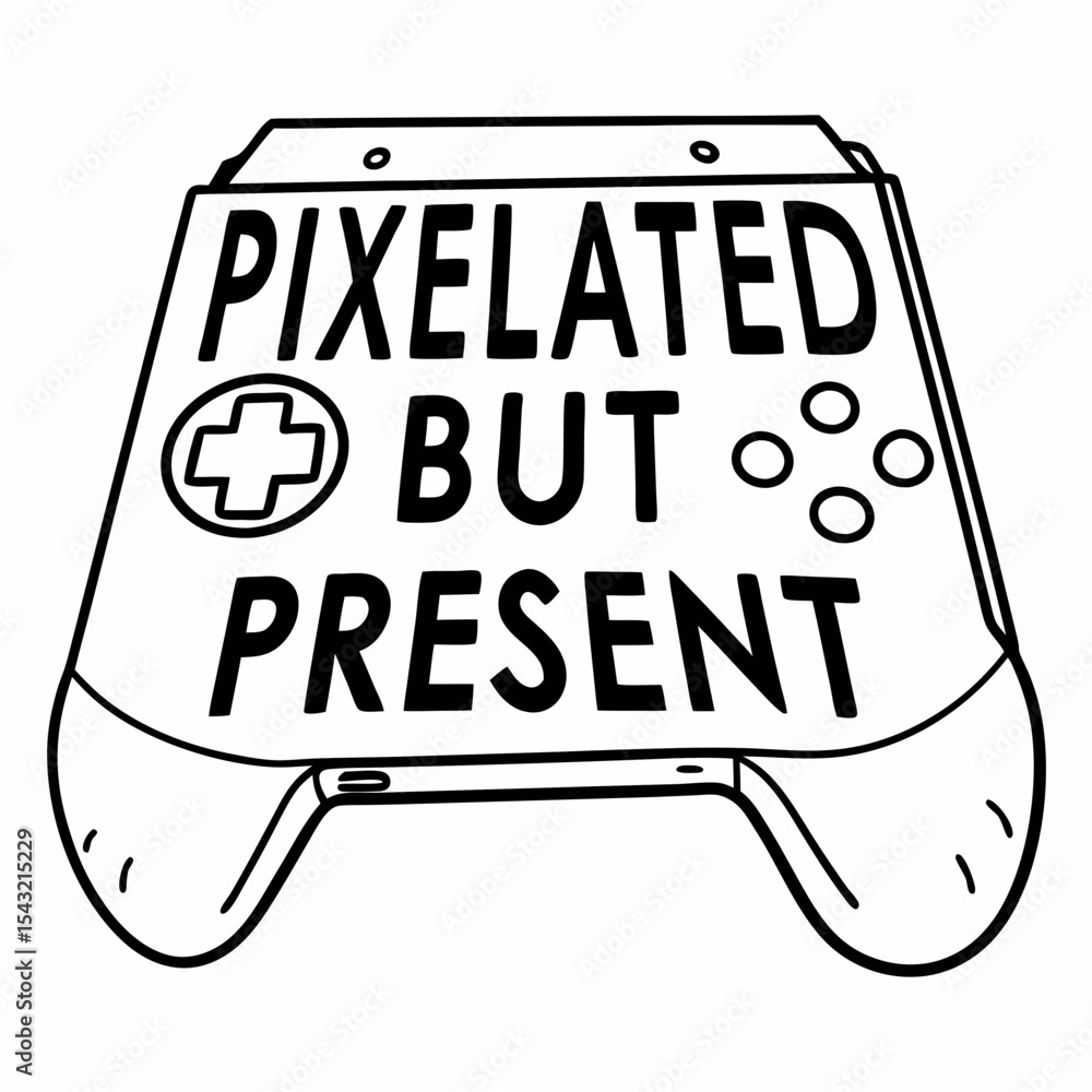 Poster pixelated but present gaming controller graphic design element