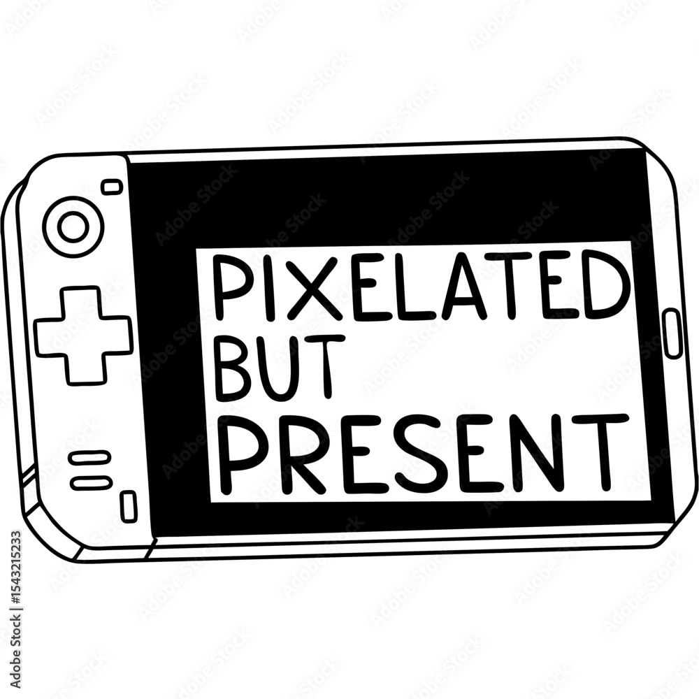 Poster pixelated but present handheld game console graphic design element