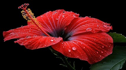 Crimson Hibiscus Dewdrops: A Stunning Floral Macro