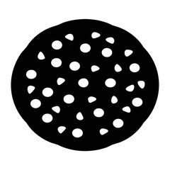 Abstract black circle with many smaller white circles and semi circles
