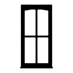 Silhouette of a classic four pane window with arched top details